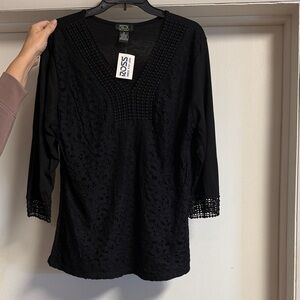 Chic Black Lace Women's Blouse